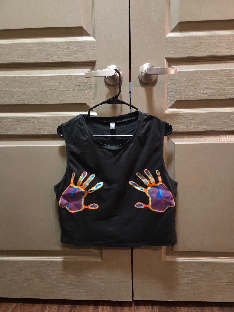 Hands Print Black Tank Top From Shein